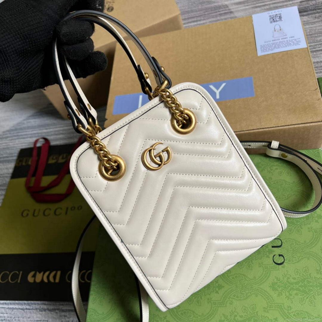 Gucci 696123 GG Marmont Matelassé Mini Bag White