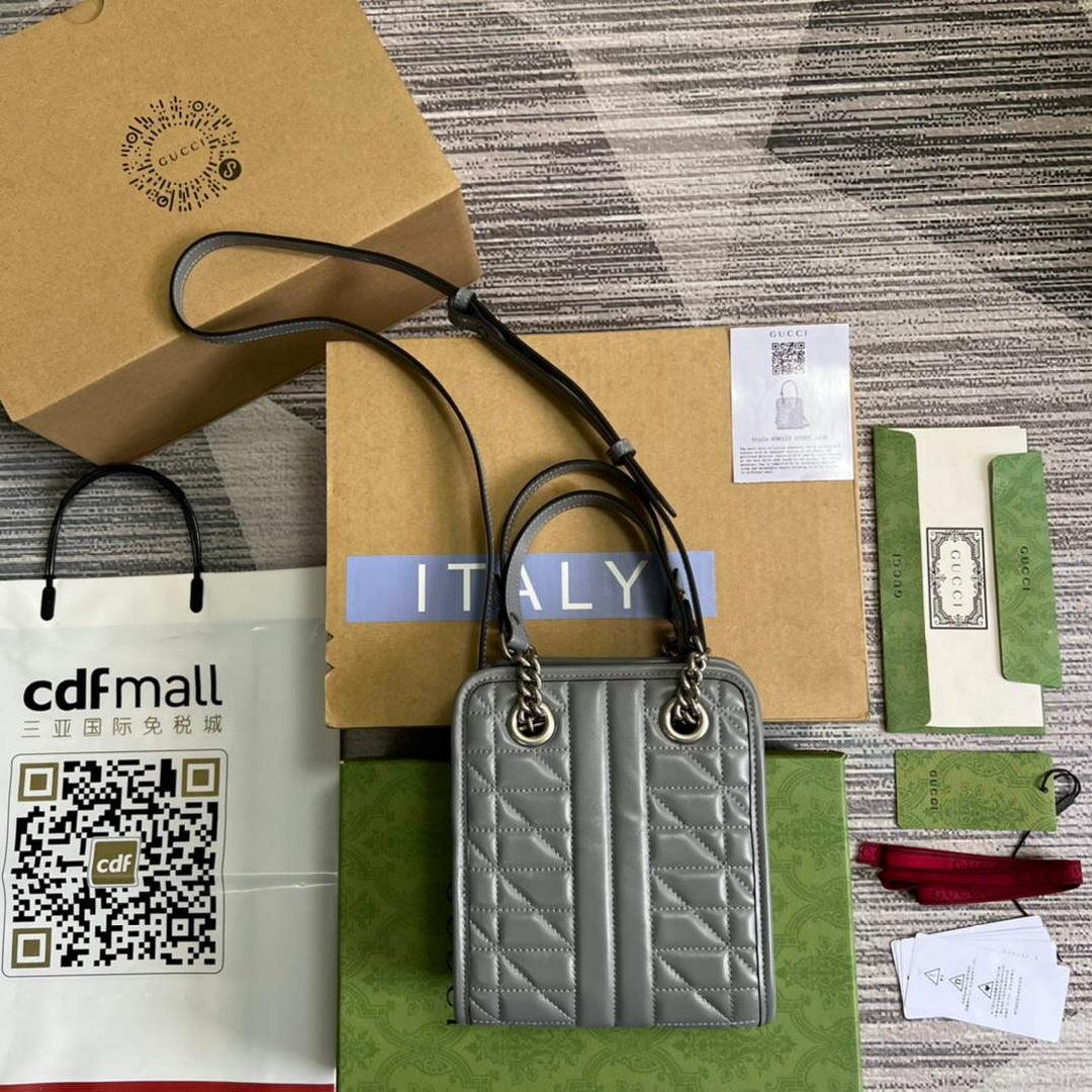 Gucci 696123 GG Marmont Matelassé Mini Bag Gray