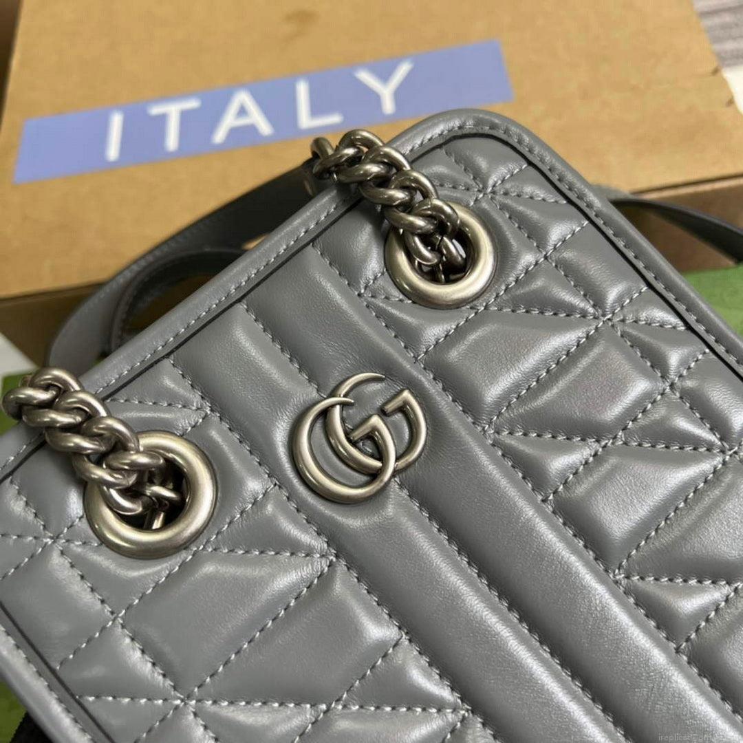 Gucci 696123 GG Marmont Matelassé Mini Bag Gray