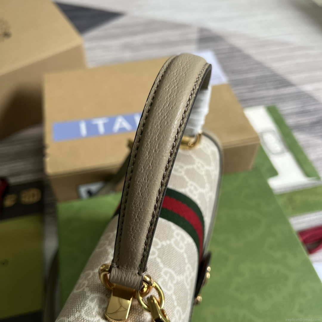 Gucci 651055 Ophidia GG small top handle bag Beige and white
