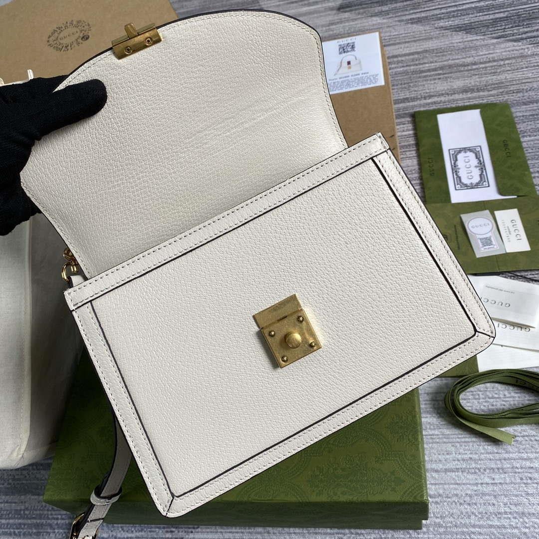 Gucci 651055 Ophidia GG small top handle Leather bag White