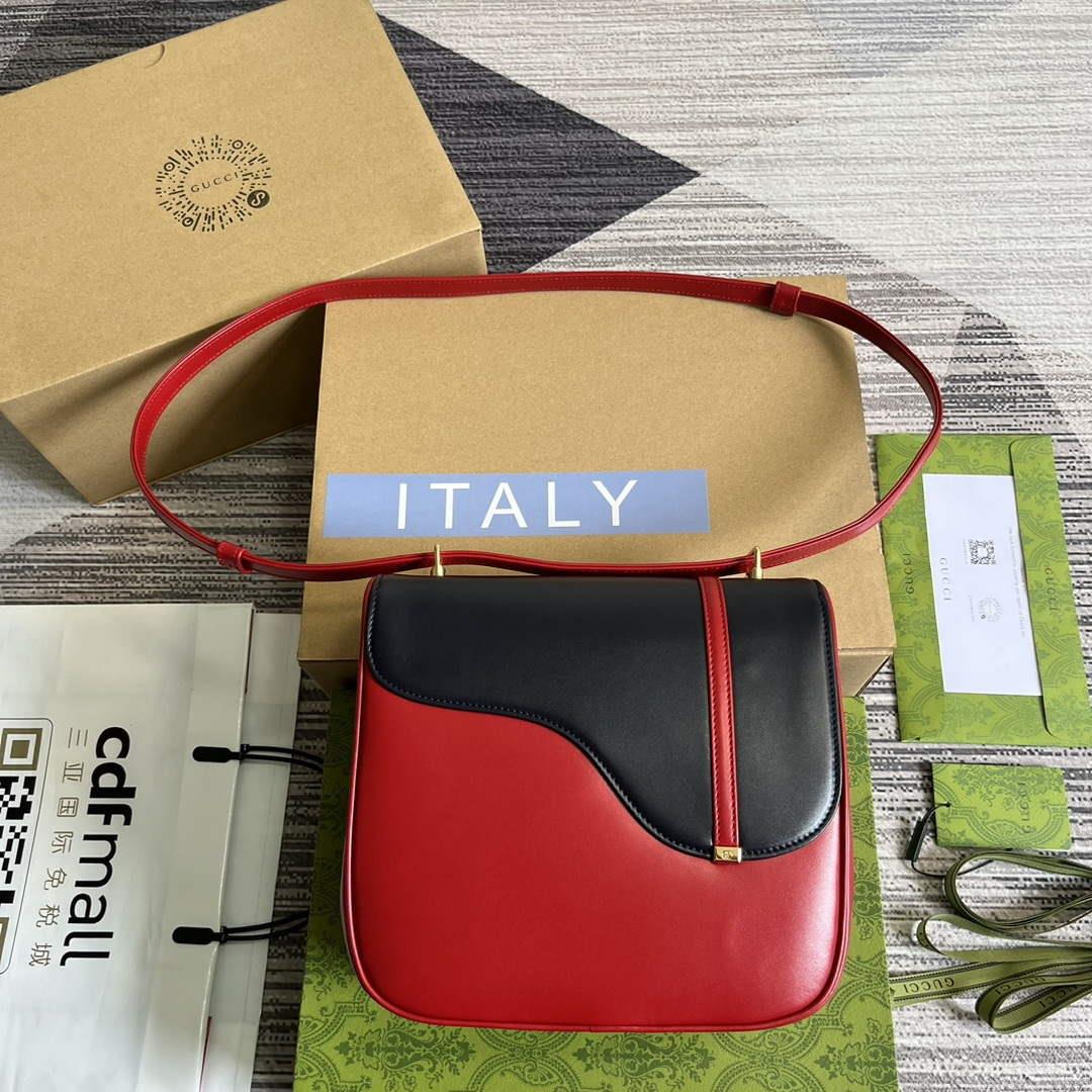 Gucci 740988 Equestrian inspired shoulder bag Blue and red