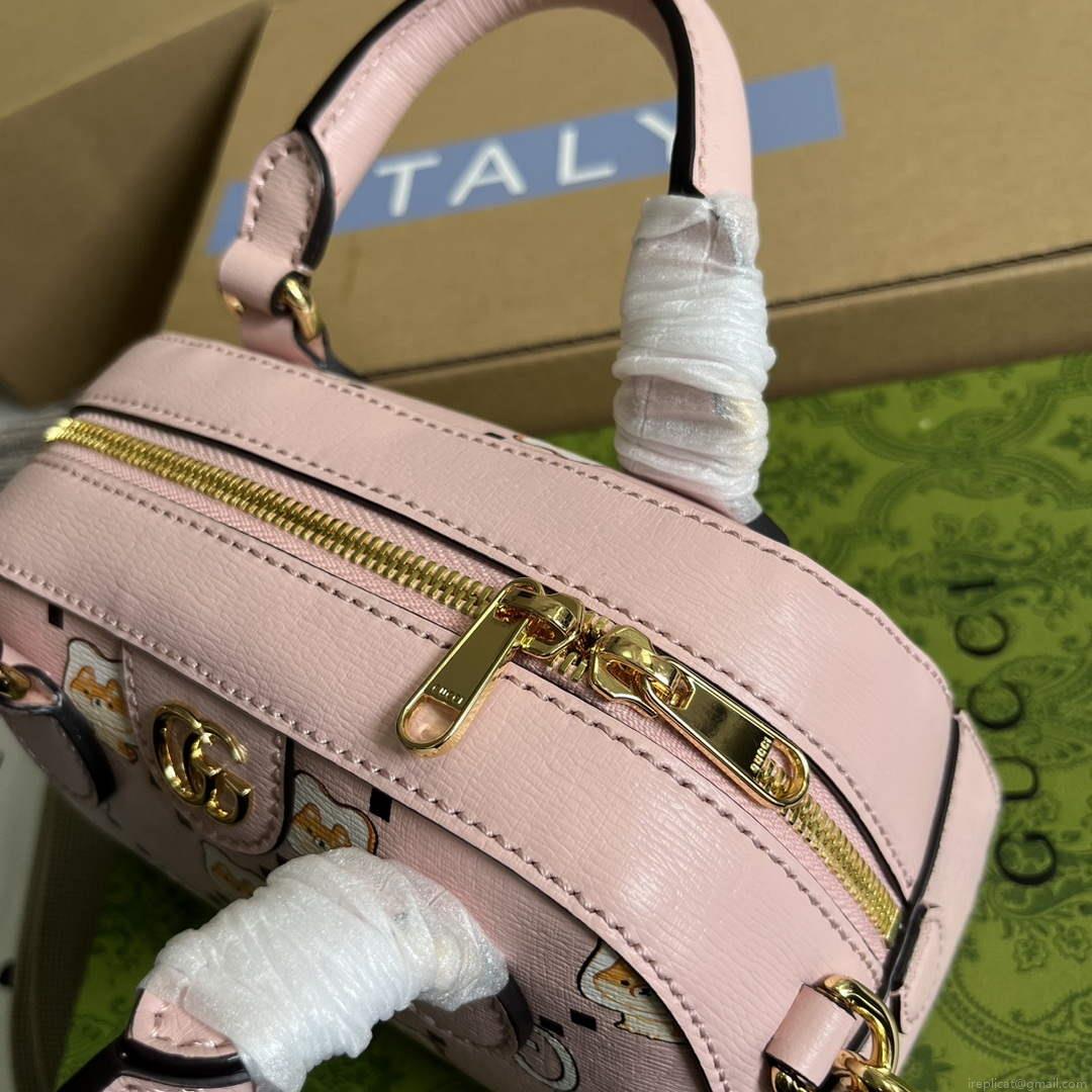 Gucci 724606 Ophidia GG animal print mini bag light pink
