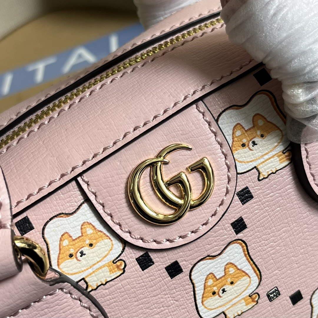 Gucci 724606 Ophidia GG animal print mini bag light pink