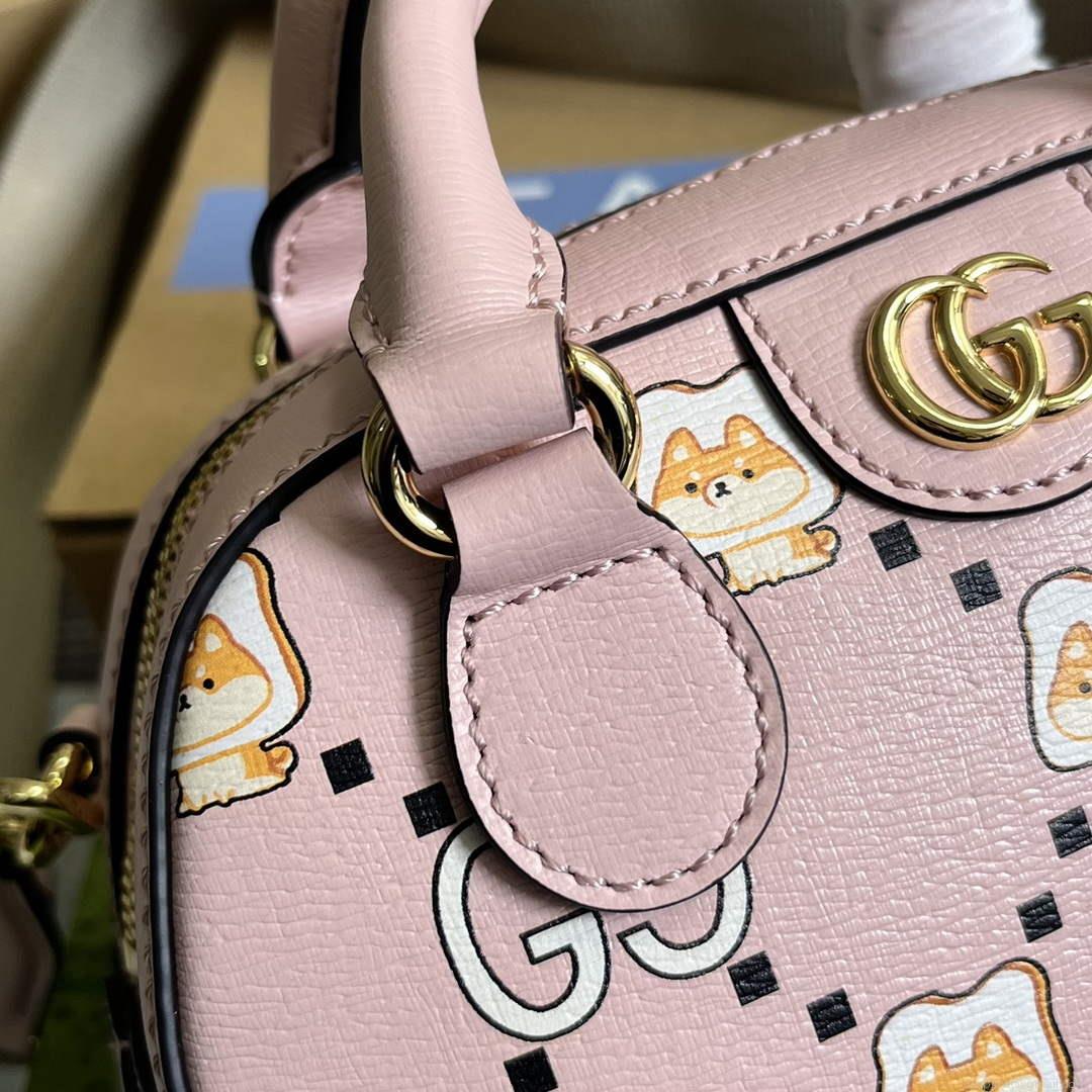 Gucci 724606 Ophidia GG animal print mini bag light pink