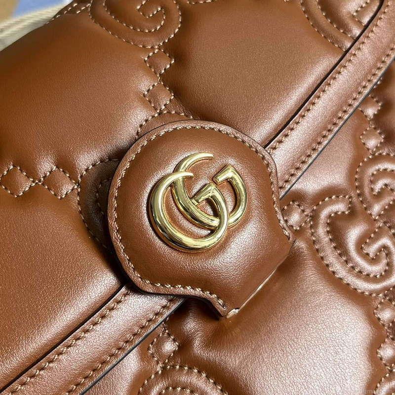 Gucci 736877 GG Matelassé Handbag Brown