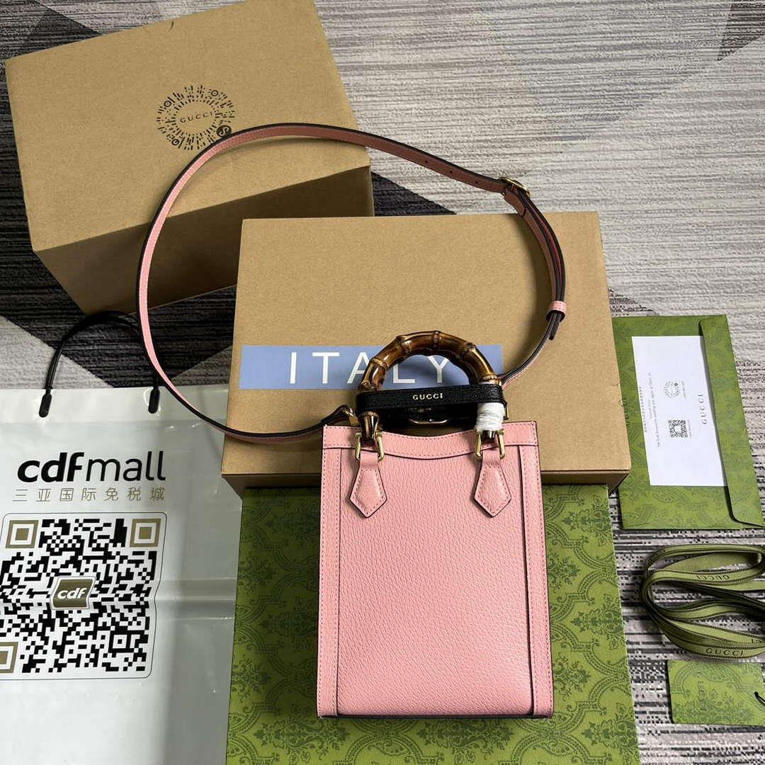 Gucci 739079 Diana Mini Tote Bag Pink leather