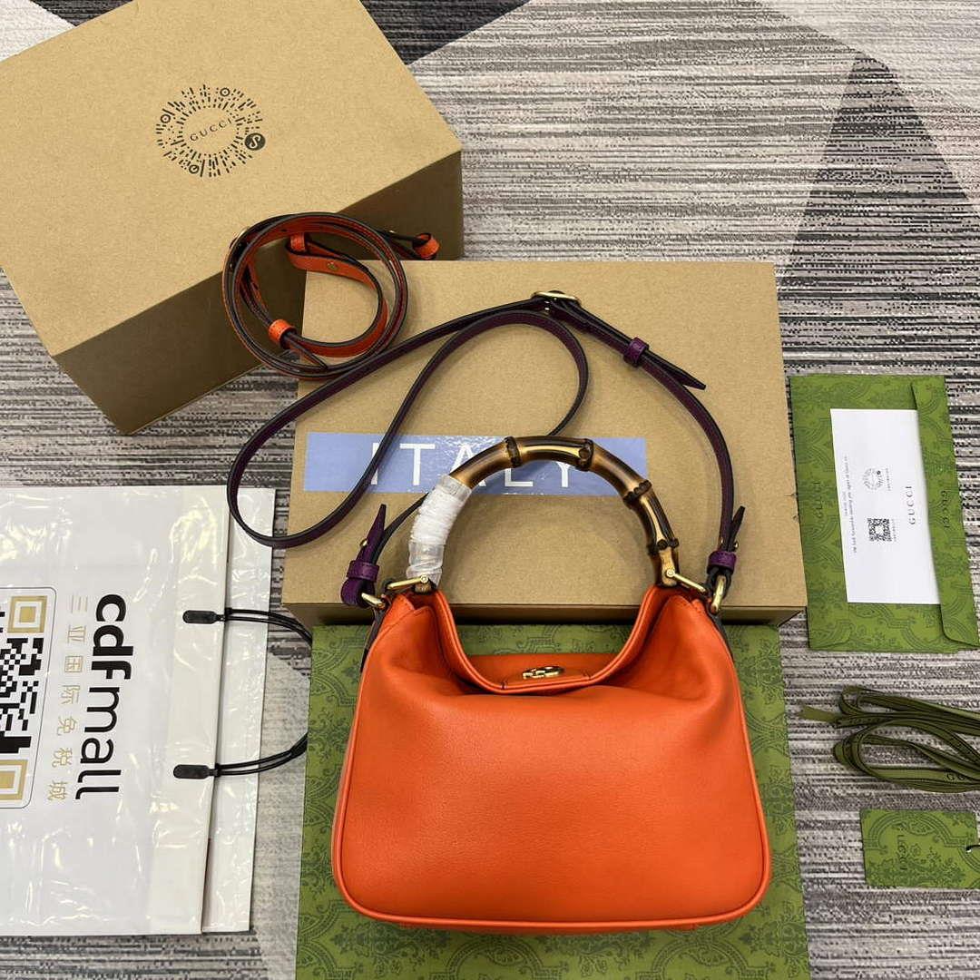 Gucci 746251 Gucci Diana Small Shoulder Bag Orange