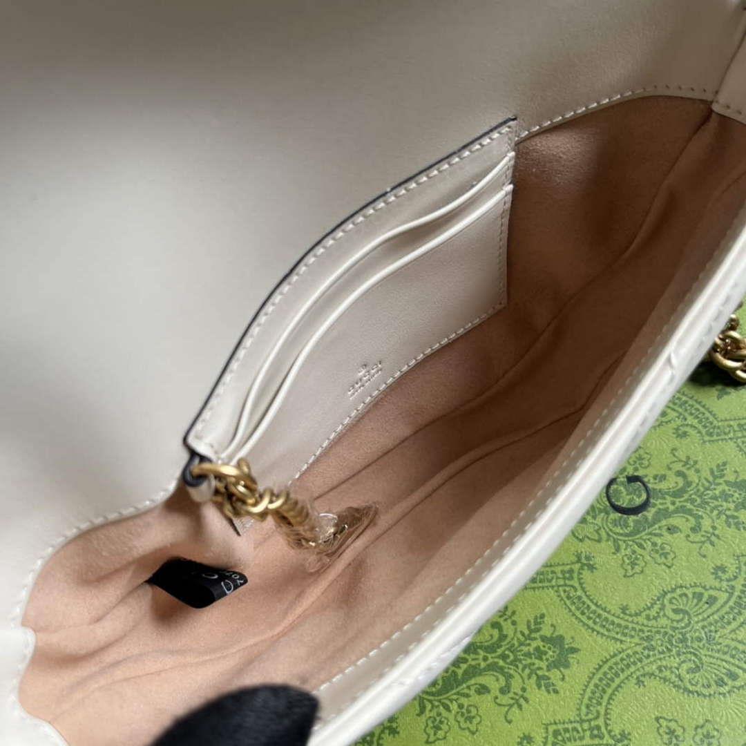 Gucci 746431 GG Marmont Matelassé Chain Mini Bag White