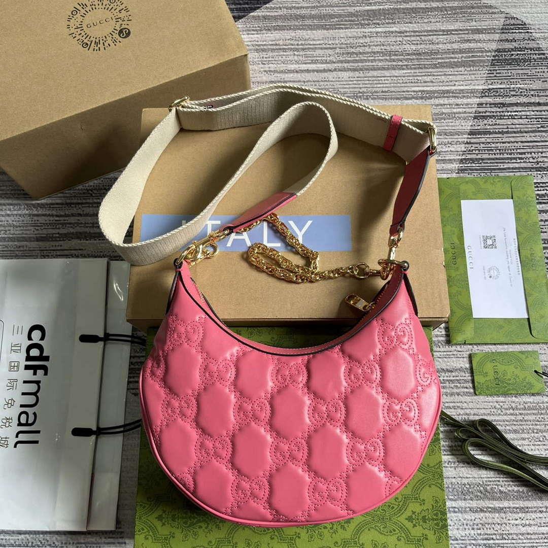 Gucci 739709 GG Matelassé Small Shoulder Bag Rose pink