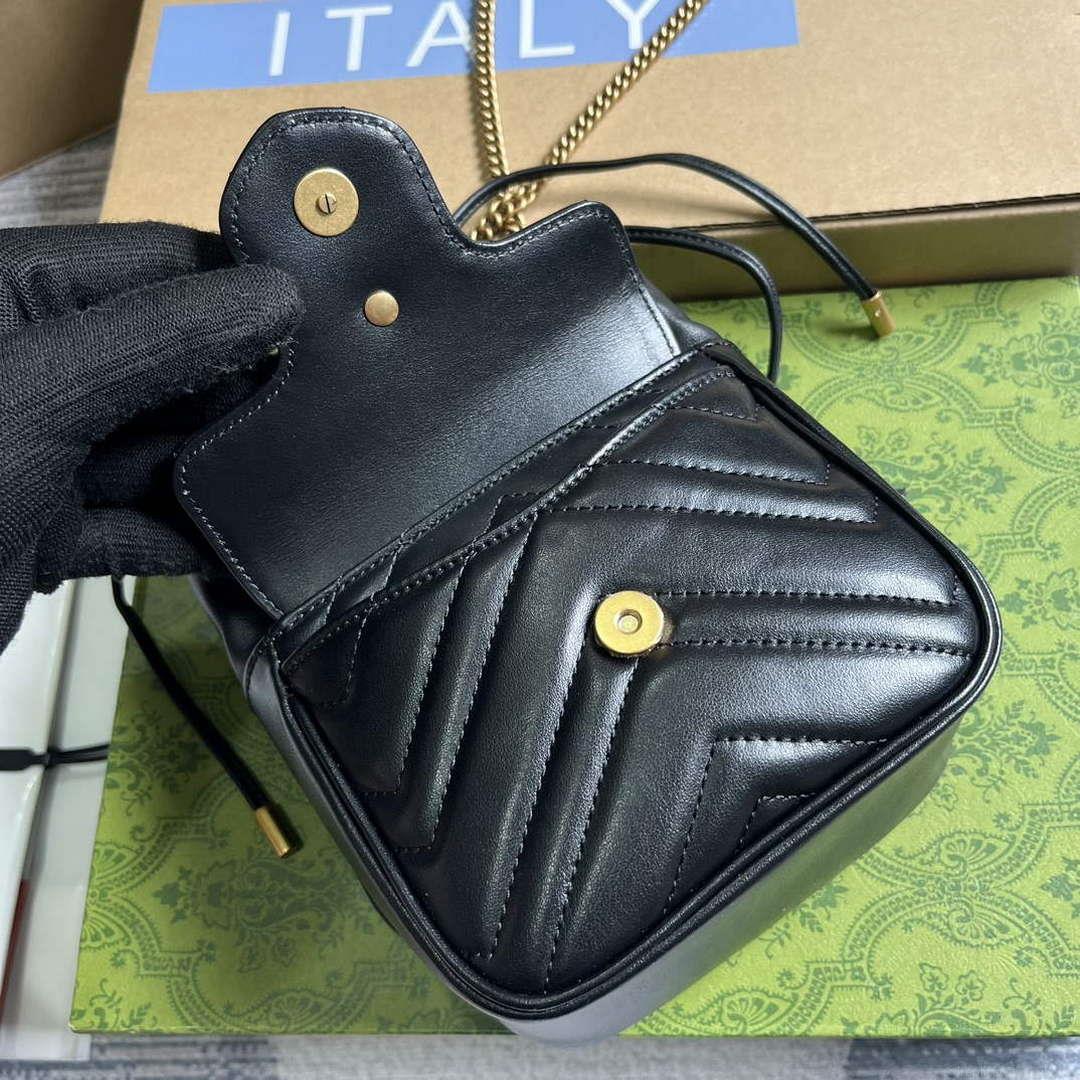 Gucci 746433 GG Marmont Mini Bucket Bag Black