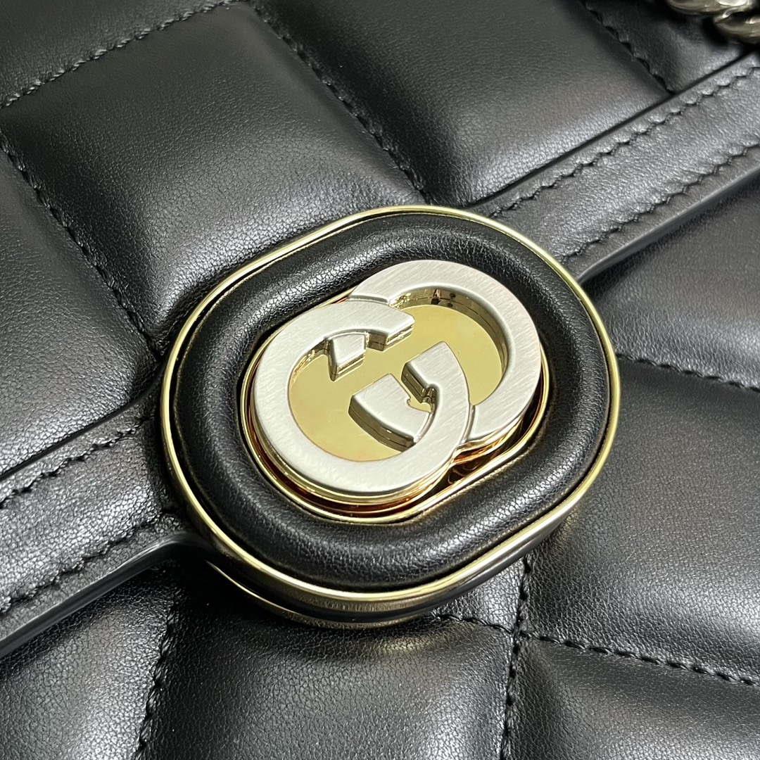 Gucci ‎740834 GG Deco Small Shoulder Bag Black