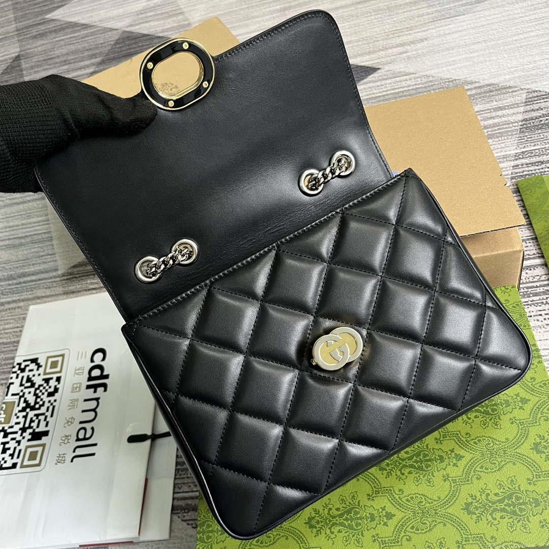 Gucci ‎740834 GG Deco Small Shoulder Bag Black
