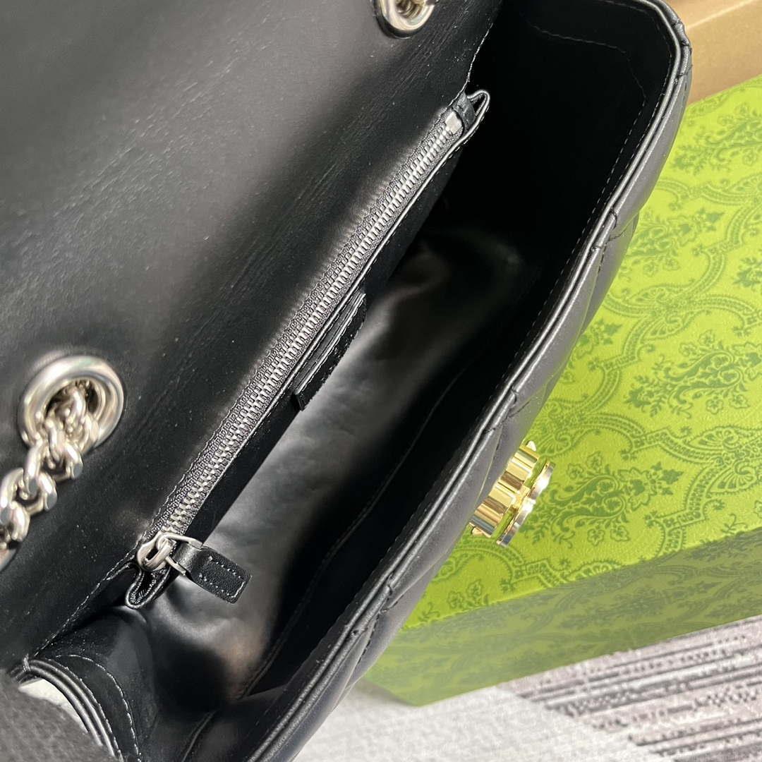 Gucci ‎740834 GG Deco Small Shoulder Bag Black