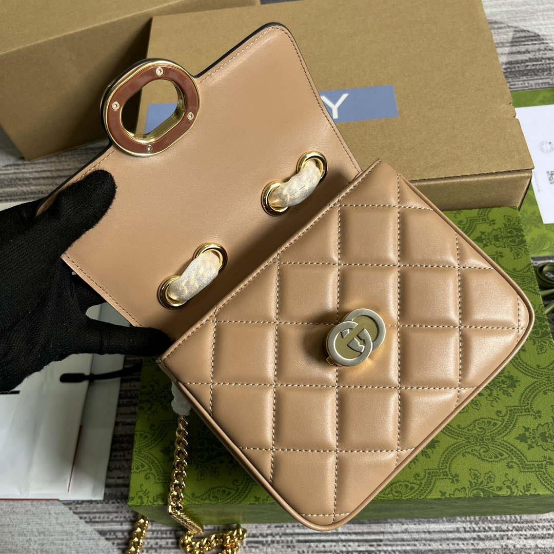 Gucci ‎741457 Gucci Deco Mini Shoulder Bag Rose Beige