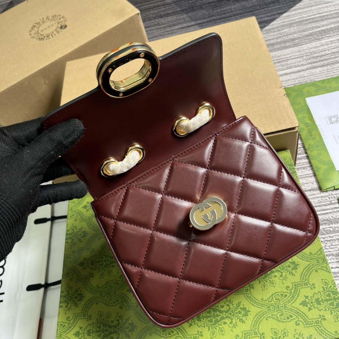 Gucci ‎741457 Gucci Deco Mini Shoulder Bag Wine Red