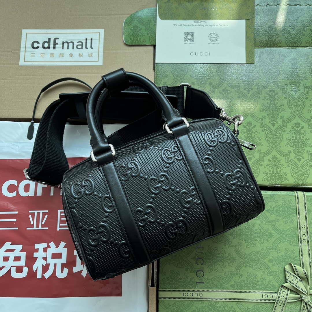 Gucci 725292 Jumbo GG Mini Embossed Bag Black