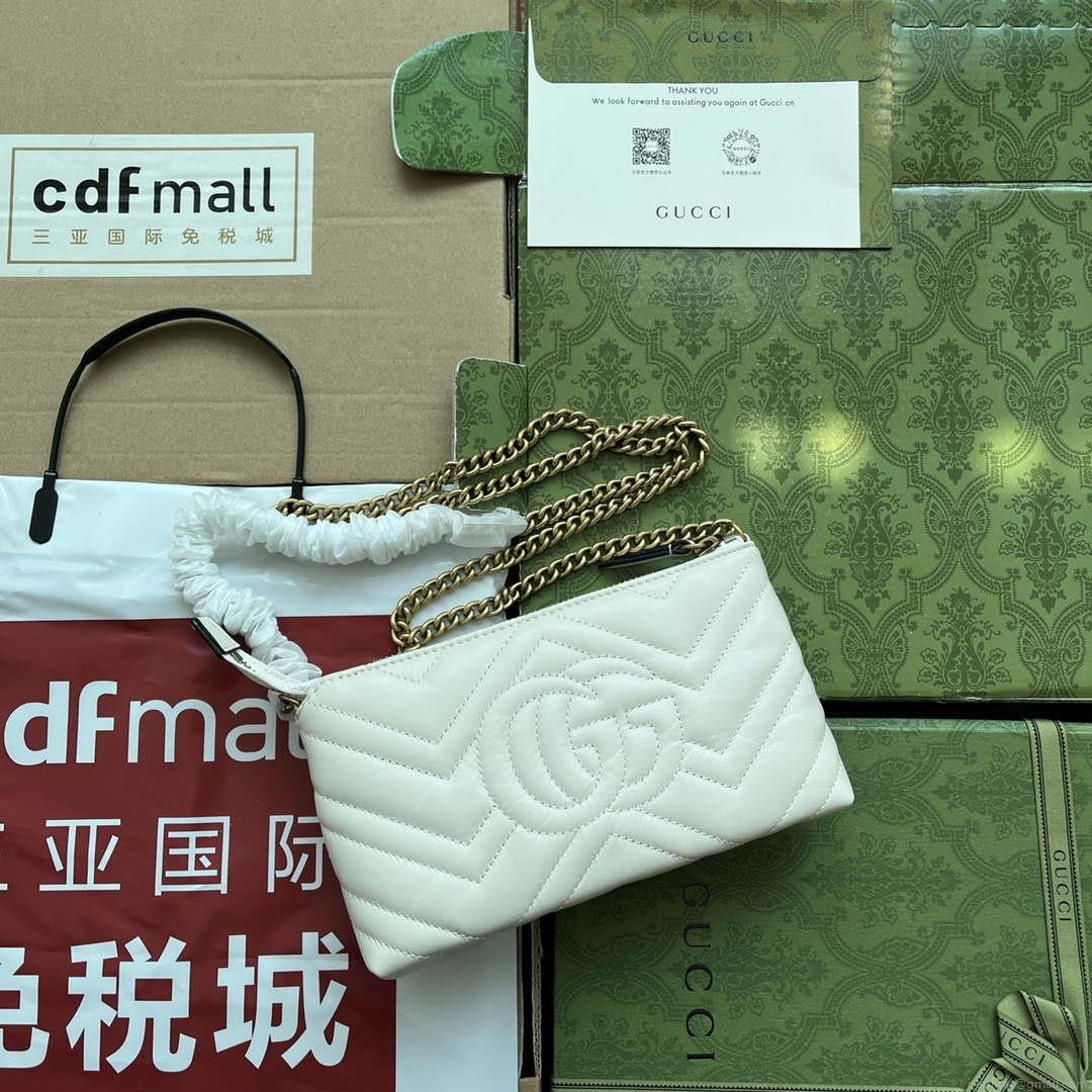 Gucci 443447 GG Marmmont wallet with chain White leather