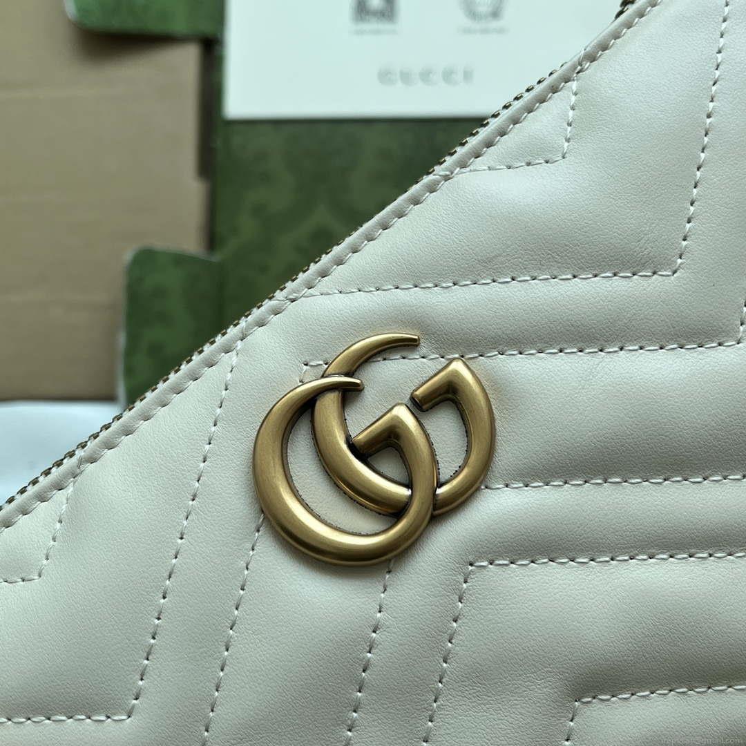 Gucci 443447 GG Marmmont wallet with chain White leather
