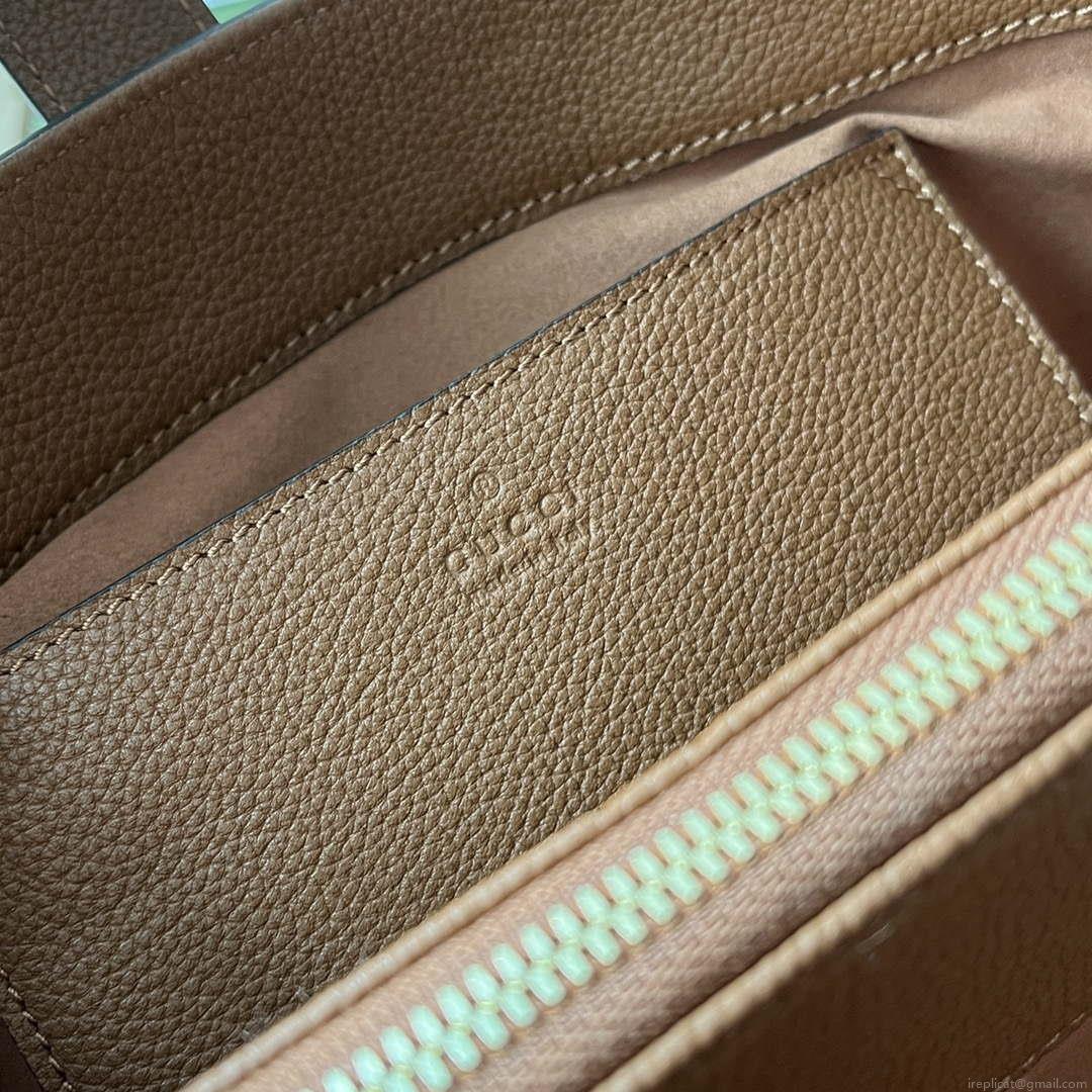 Gucci 727810 Jackie 1961 small natural grain tote in brown leather