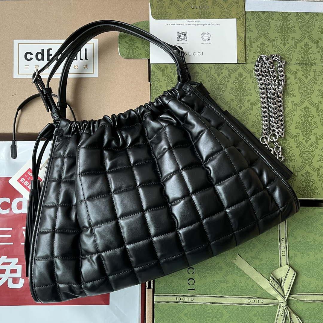 Gucci 746210 Gucci Deco medium tote bag in black leather