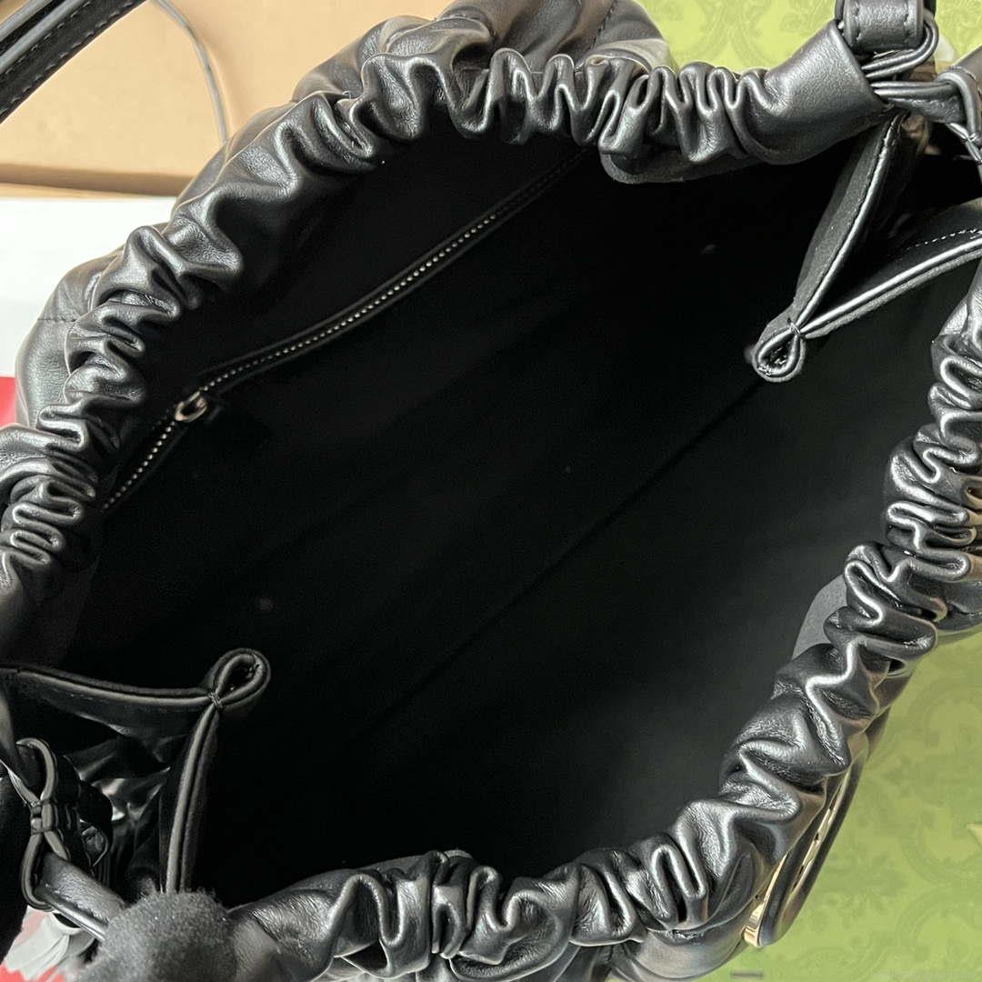 Gucci 746210 Gucci Deco medium tote bag in black leather