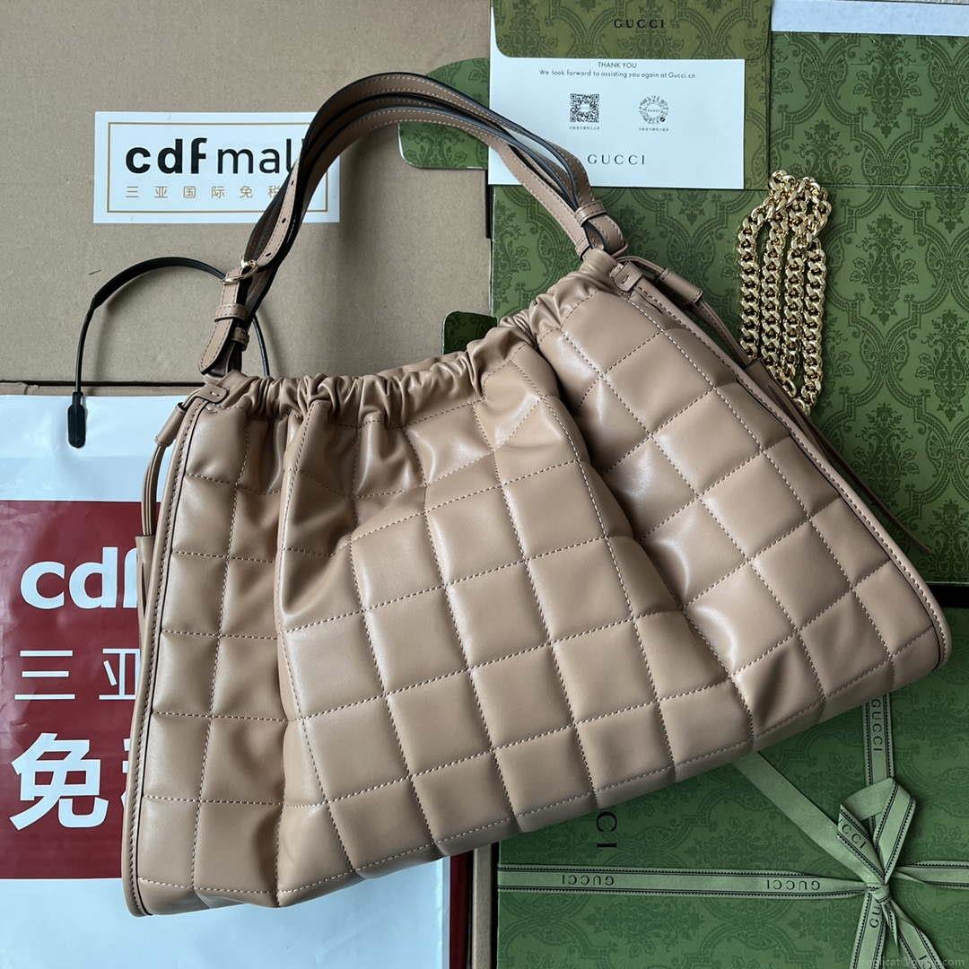 Gucci 746210 Gucci Deco medium tote bag in Apricot leather
