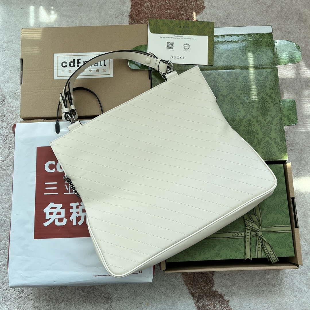 Gucci 751516 Blondie Medium Tote bag in White leather