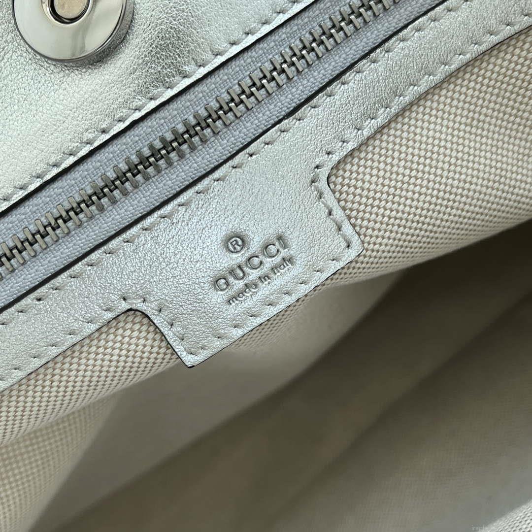 Gucci 751516 Blondie Medium Tote bag in Silver leather