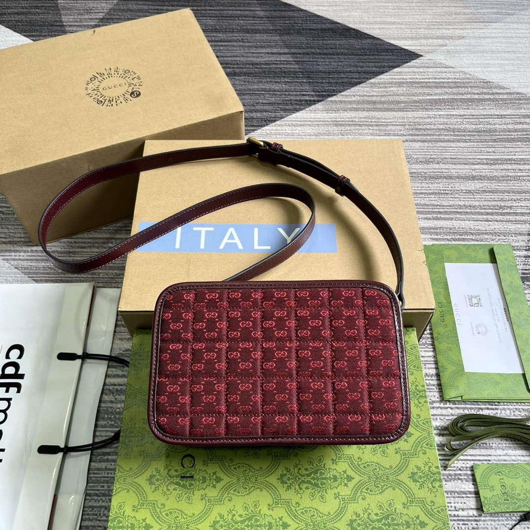 Gucci 751914 Mini GG Canvas Mini Shoulder Bag Red