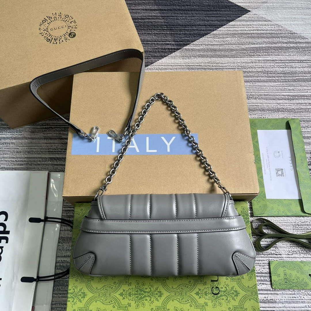 Gucci 764339 Gucci Horsebit Chain Small Shoulder Bag Grey
