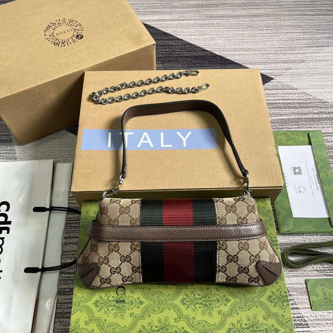 Gucci 764339 Gucci Horsebit Chain Small Shoulder Bag Brown