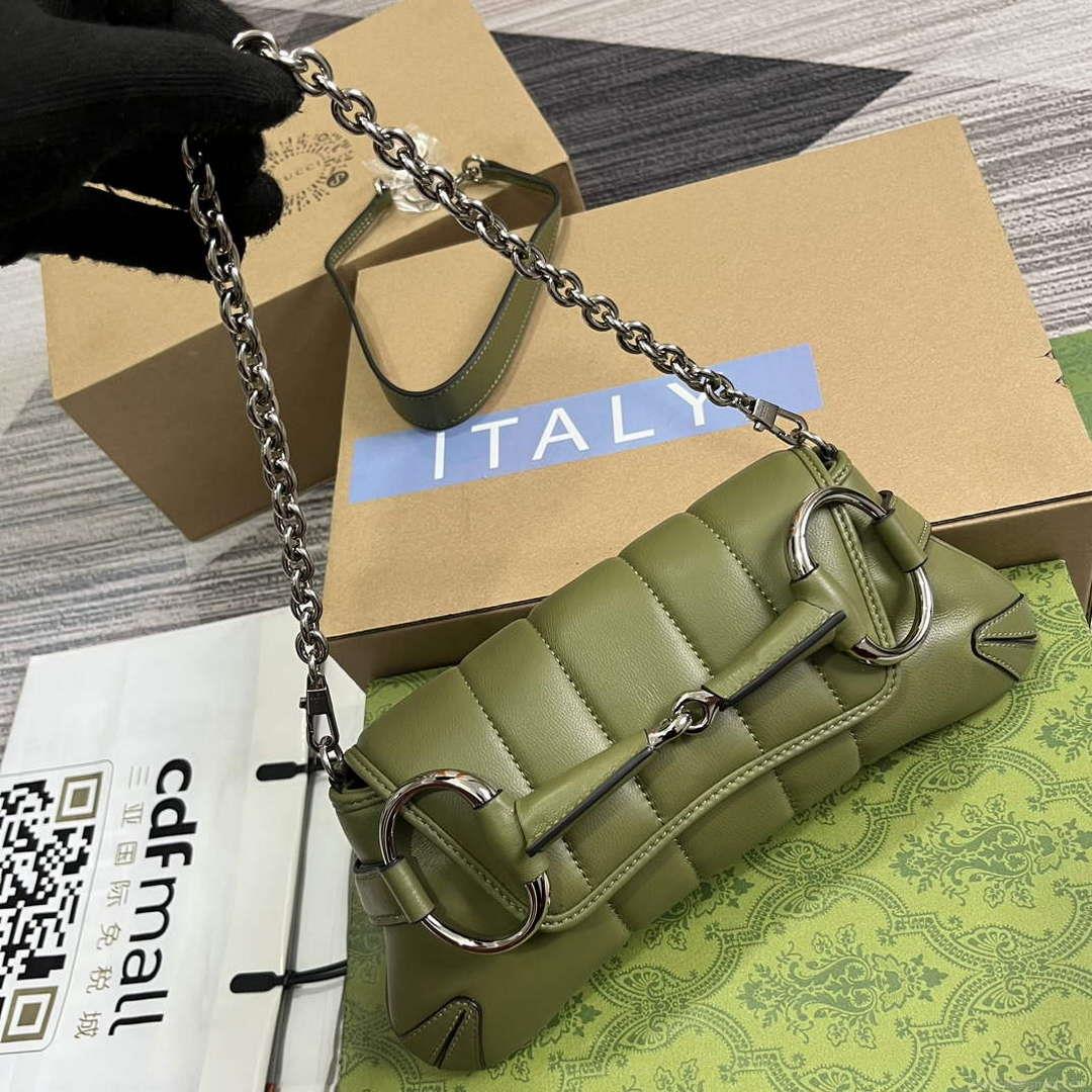 Gucci 764339 Gucci Horsebit Chain Small Shoulder Bag Green
