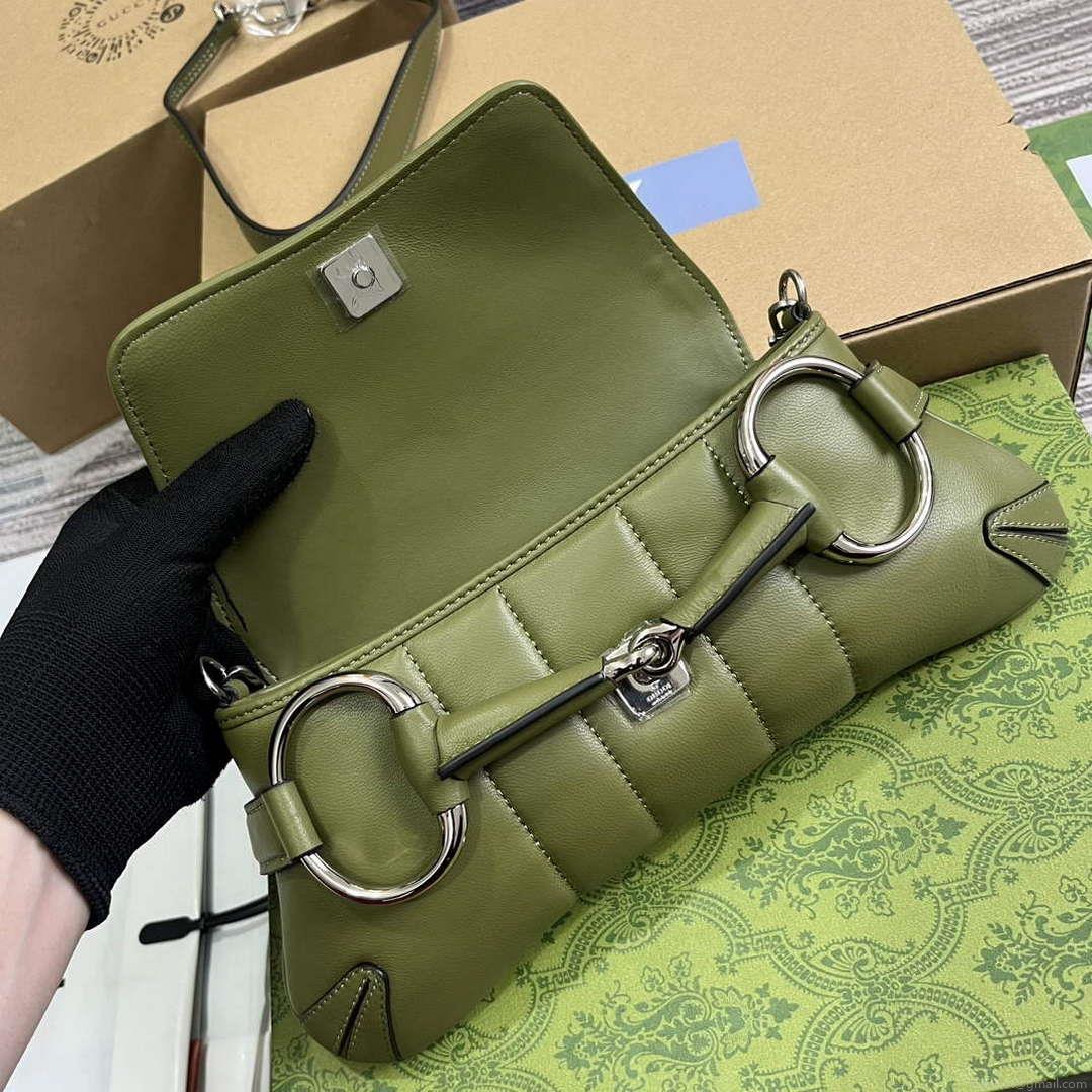 Gucci 764339 Gucci Horsebit Chain Small Shoulder Bag Green