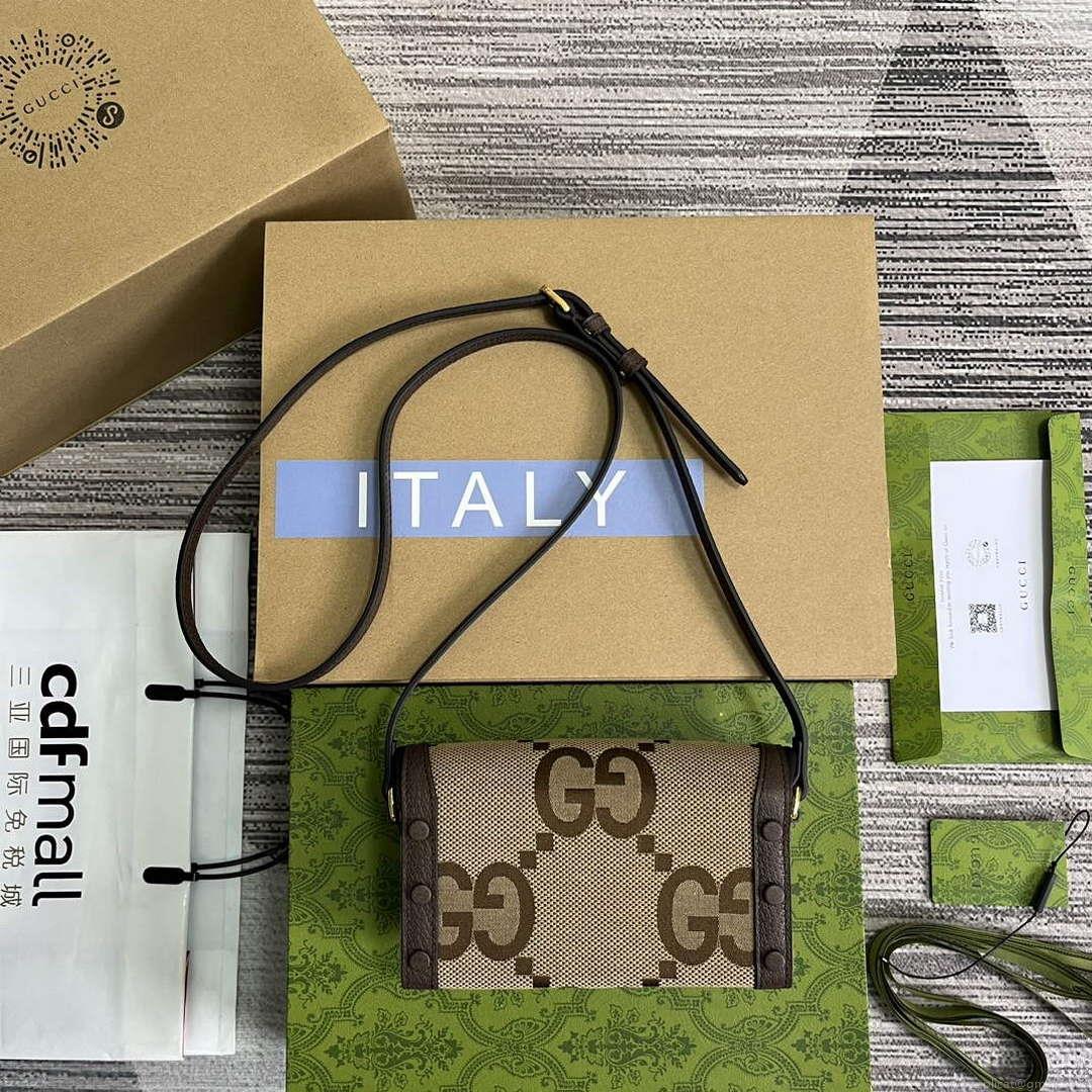 Gucci 699296 Gucci Horsebit 1955 Jumbo GG Mini Bag Brown big G