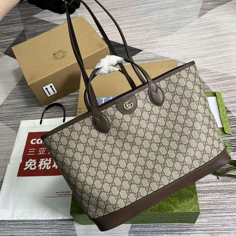 Gucci 739730 Ophidia Medium Tote Bag Brown canvas