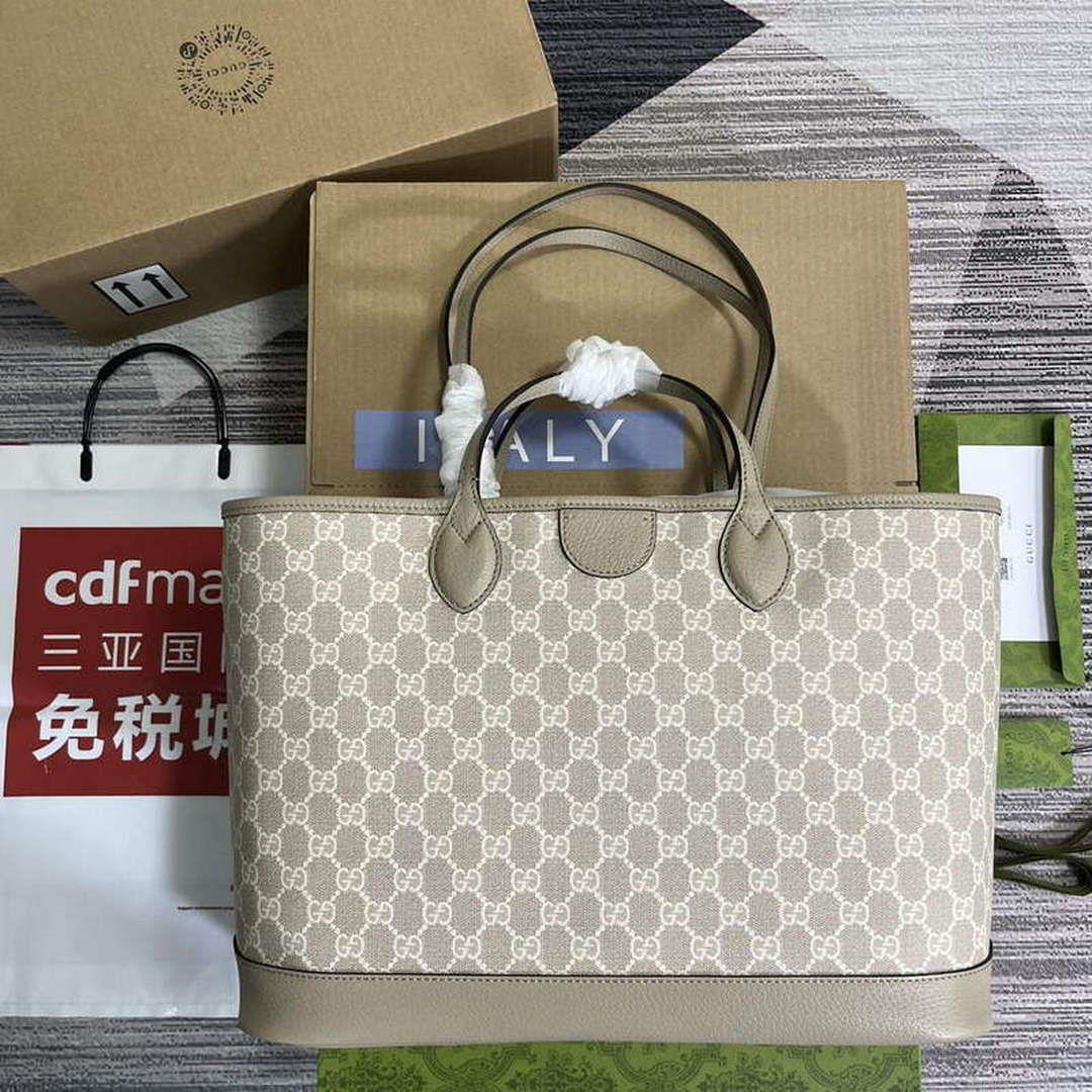 Gucci 739730 Ophidia Medium Tote Bag Oatmeal canvas