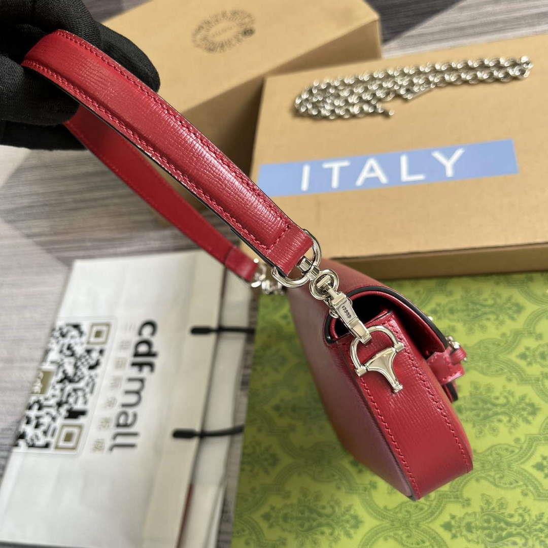 Gucci 774209 Gucci Horsebit 1955 Mini Shoulder Bag Red