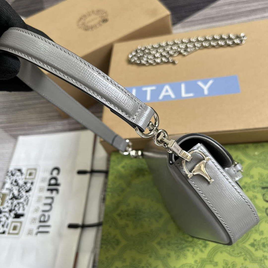 Gucci 774209 Gucci Horsebit 1955 Mini Shoulder Bag Grey