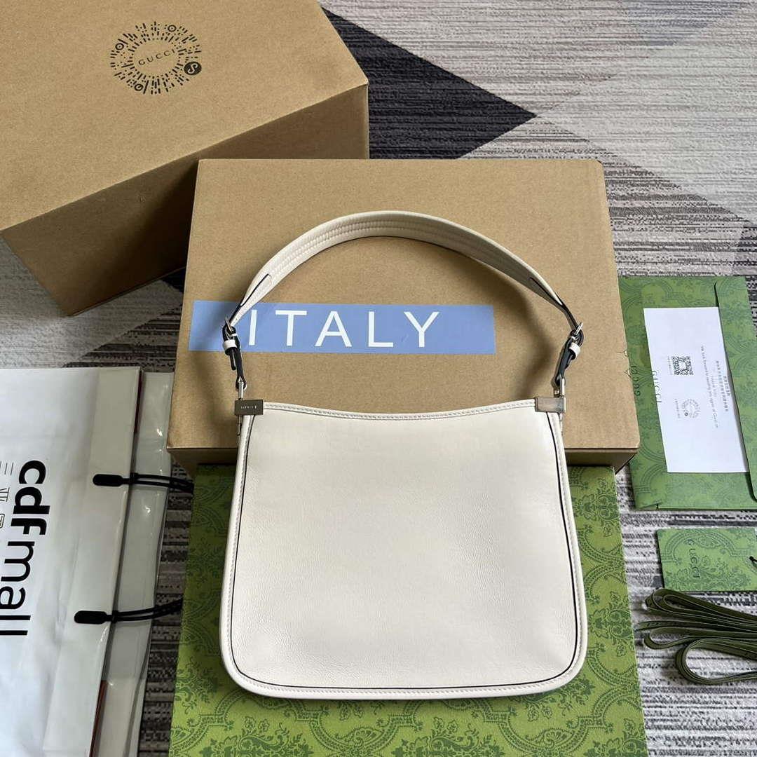 Gucci 764191 Gucci Horsebit Slim Small Shoulder Bag White