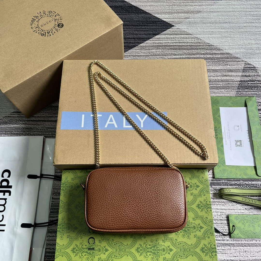 Gucci 772759 GG Marmont Mini Shoulder Bag Brown