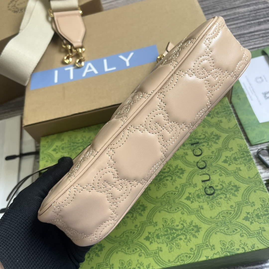 Gucci 735049 Crossbody bags GG matelassé handbag Rose beige leather