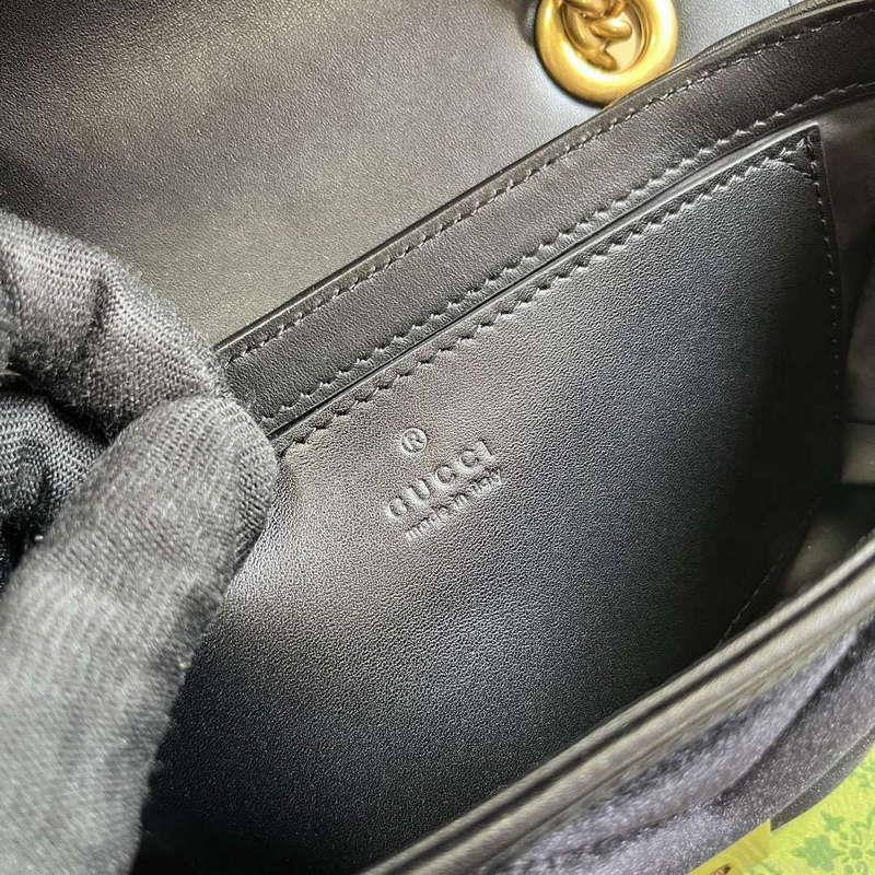Gucci 446744 GG Marmont Mini Shoulder Bag Black Quilted Velvet