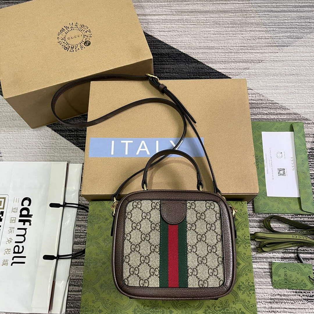 Gucci 772157 Ophidia GG Mini Top Handle Bag Brown