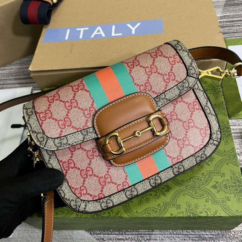 Gucci 658574 Gucci Horsebit 1955 Mini Bag Red Print