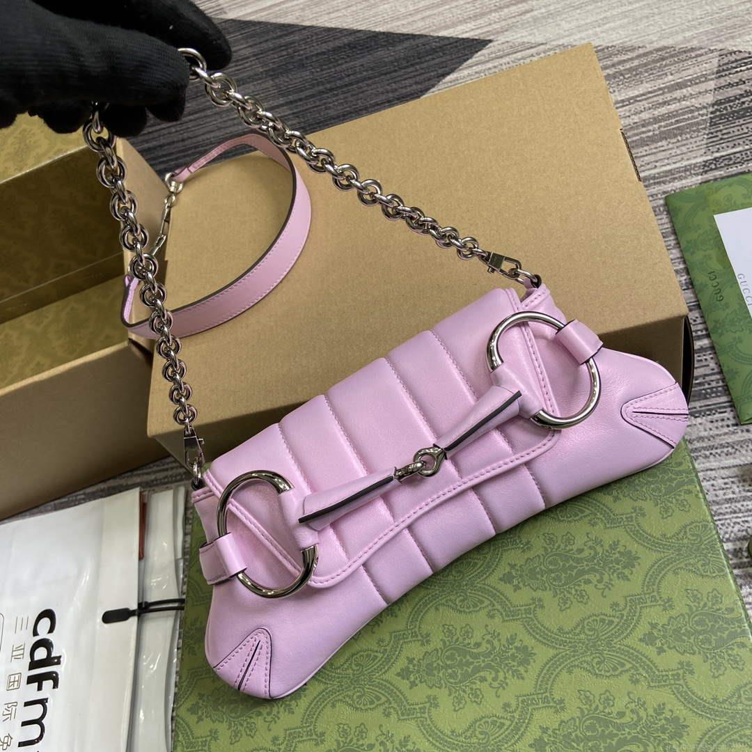 Gucci 764339 Gucci Horsebit Chain Small Shoulder Bag Symphony powder