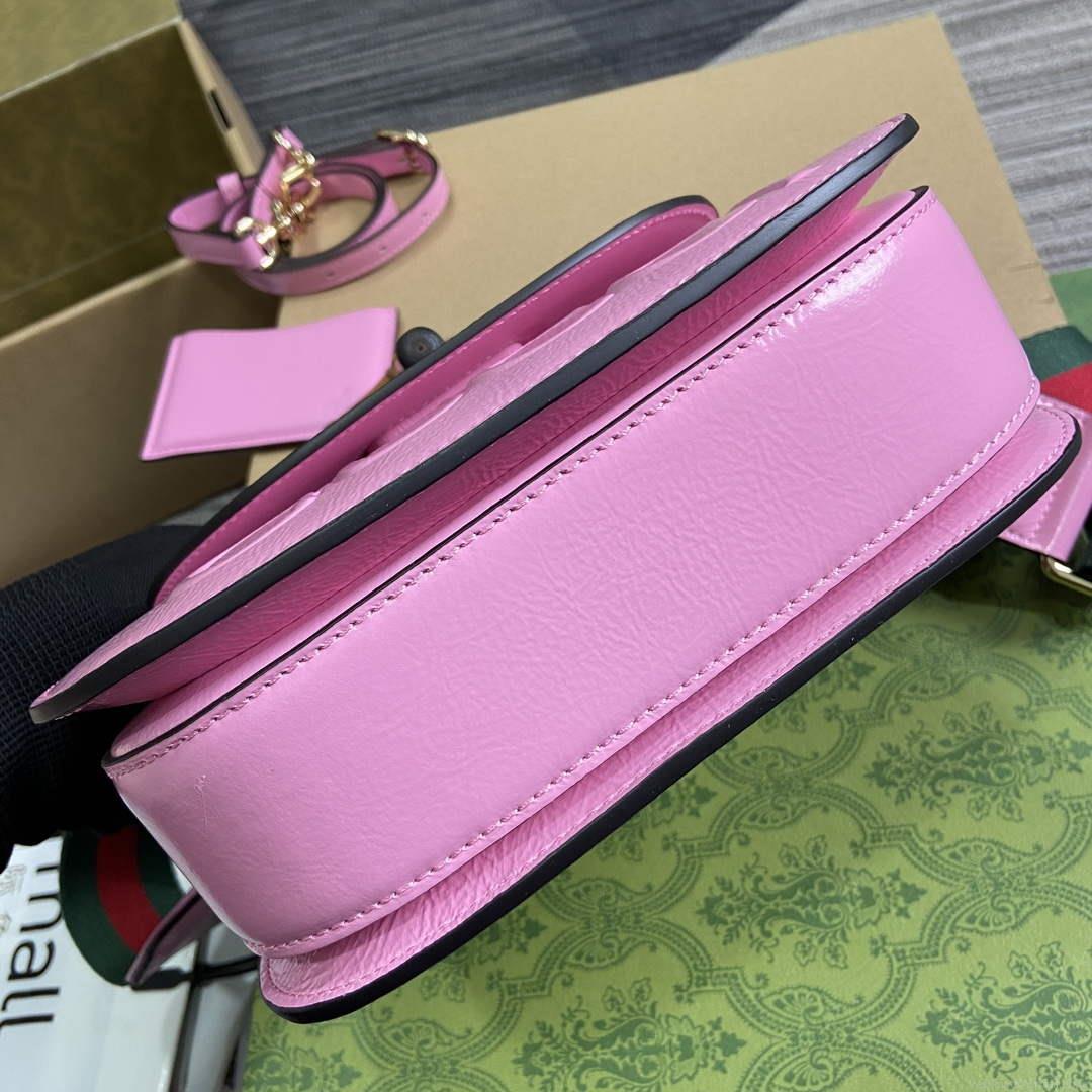 Gucci 675797 Gucci Bamboo 1947 Small Top Handle Bag Pink patent leather