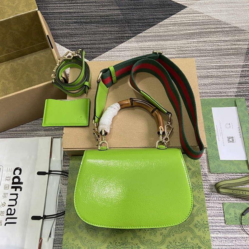Gucci 675797 Gucci Bamboo 1947 Small Top Handle Bag Green patent leather