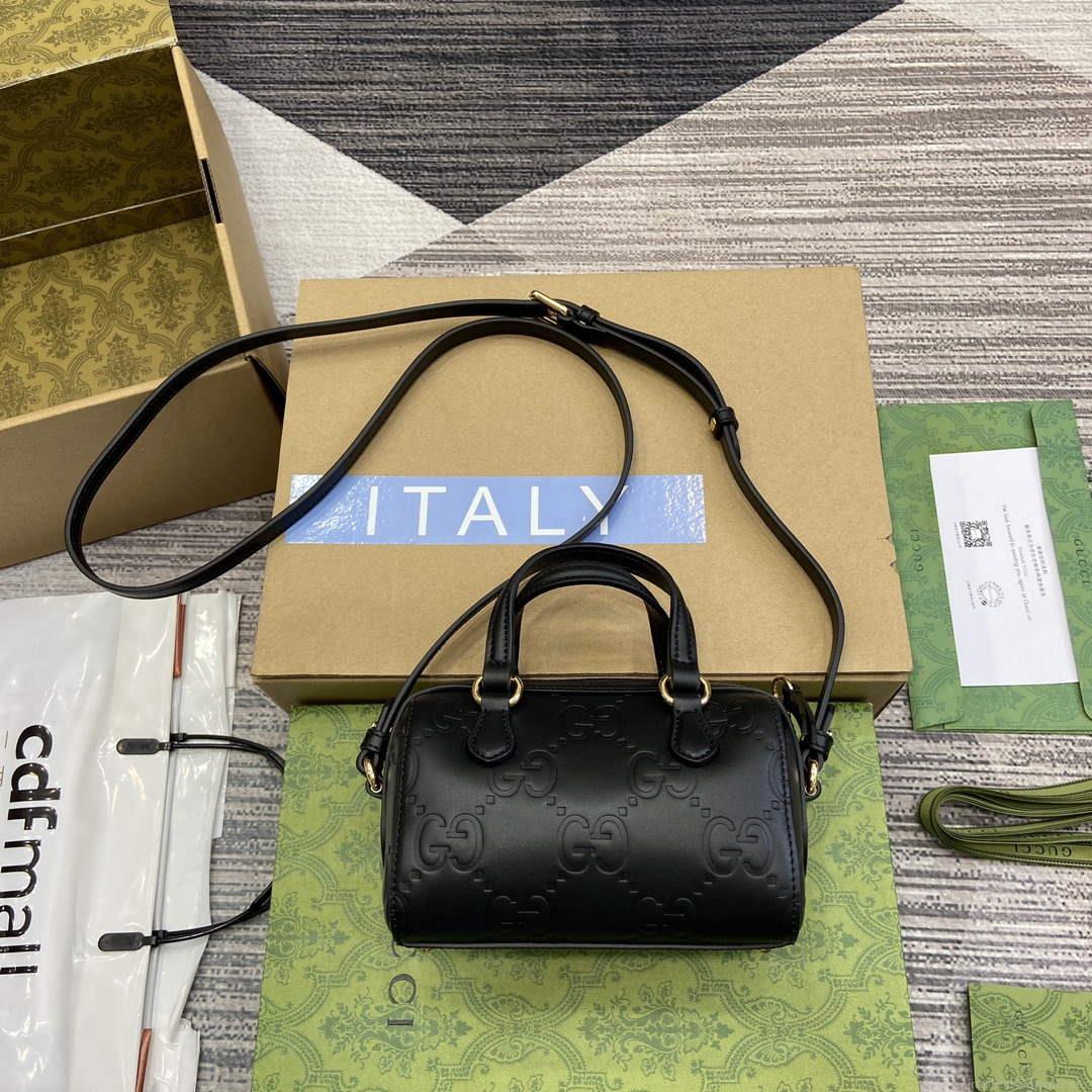 Gucci 790130 GG Super Mini Top Handle Bag Black