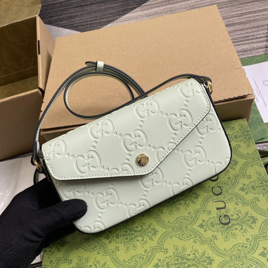 Gucci 772794 GG Super Mini Shoulder Bag Pale green